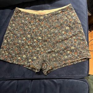 Brixton Floral Print Cotton Shorts - Navy with Cream & Rust Flowers